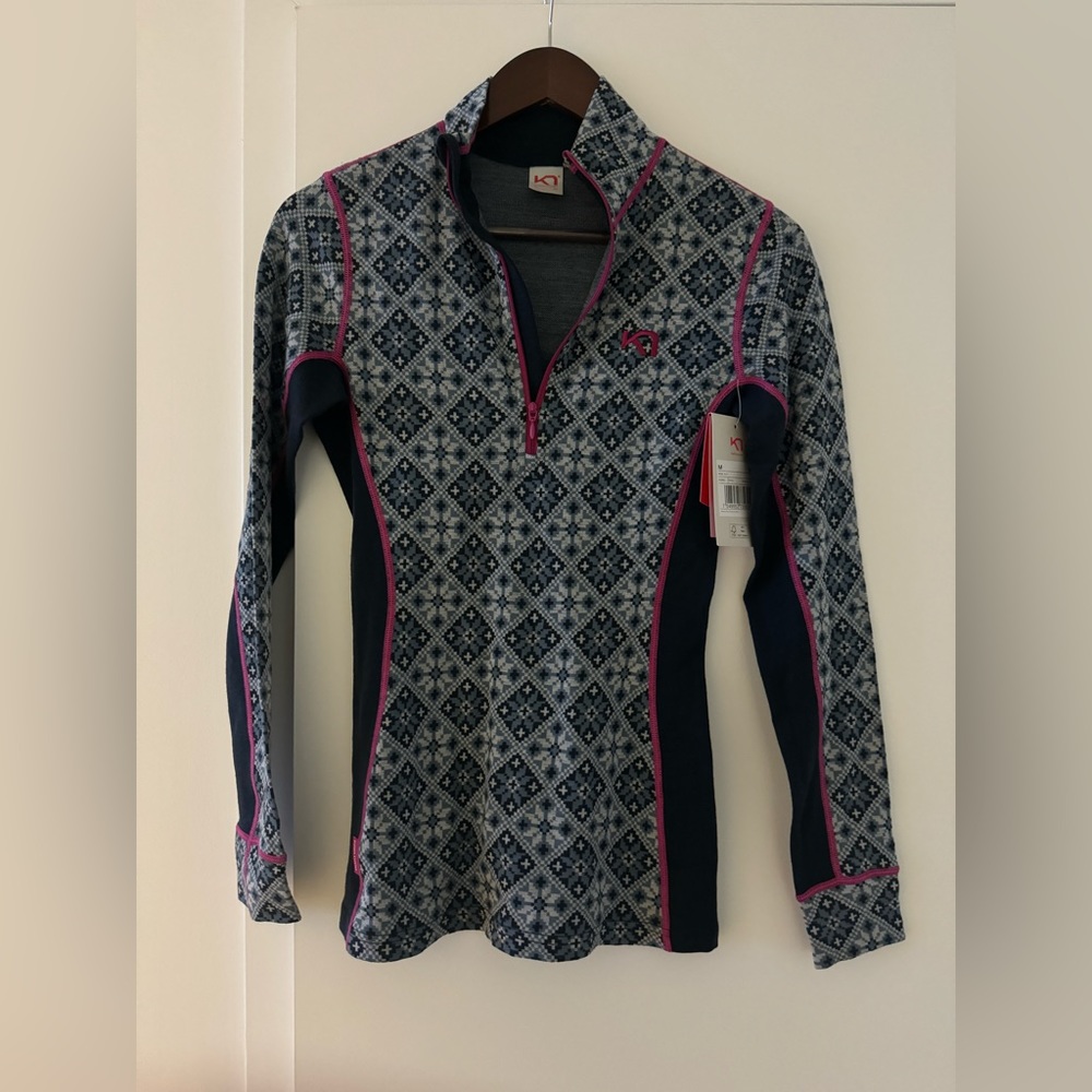 NWT Kari Traa Rose Half Zip Baselayer Top 100% Merino Wool (Size Medium)
